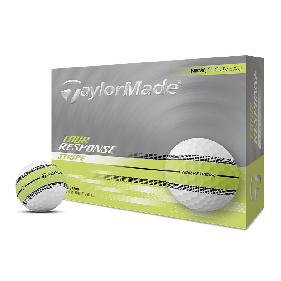 TaylorMade Tour Response Stripe Neon Yellow Golf Balls - Dozen