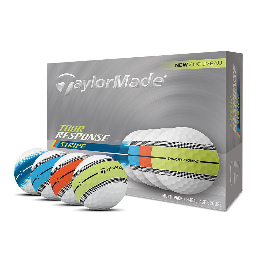 TaylorMade Tour Response Stripe Neon Multi-Pack Golf Balls - Dozen