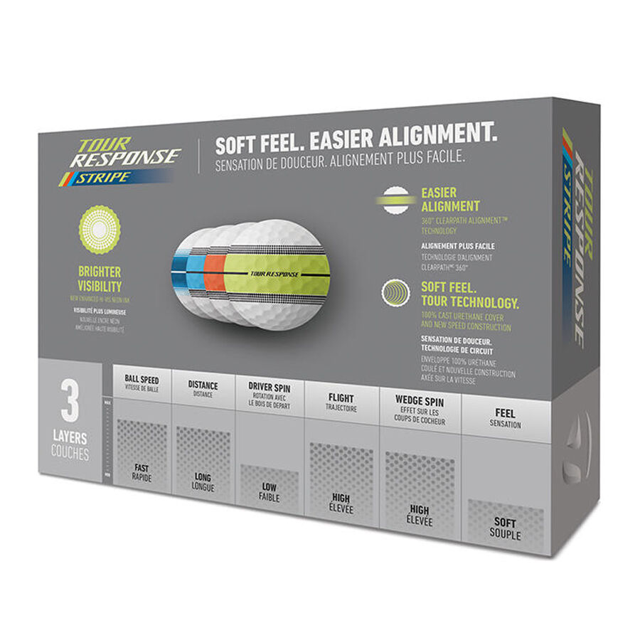 TaylorMade Tour Response Stripe Neon Multi-Pack Golf Balls - Dozen