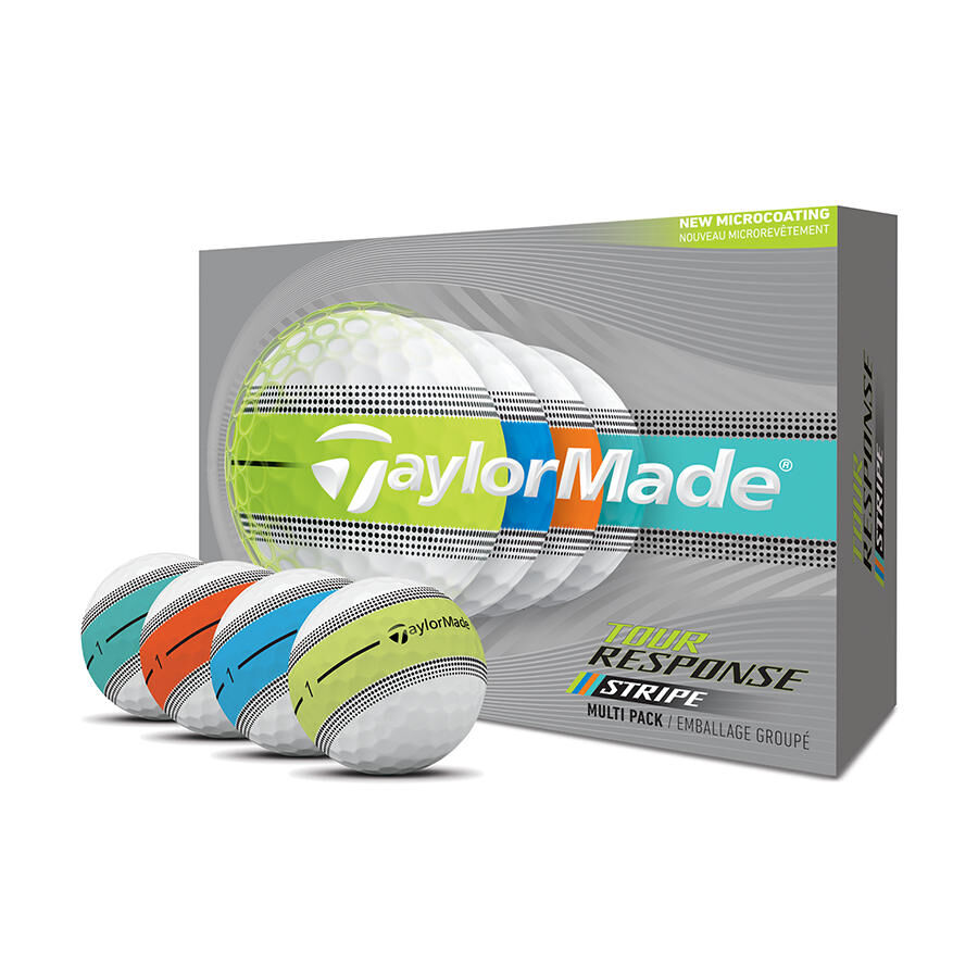 TaylorMade Tour Response Stripe Neon Multi Golf Balls - Dozen