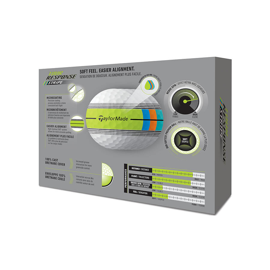 TaylorMade Tour Response Stripe Neon Multi Golf Balls - Dozen